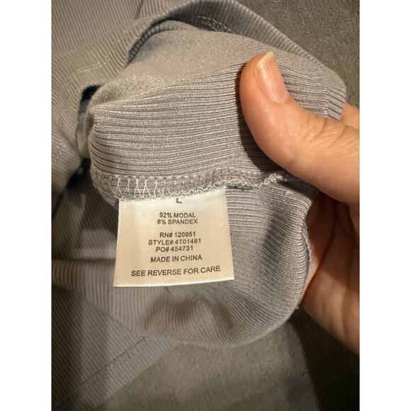 Olive & Oak Size Large Ribbed Cropped Crew Neck Shirt Gray Modal Spandex Blend‎ - Picture 4 of 7